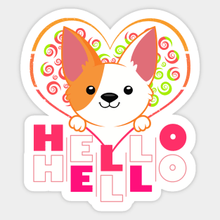 Cute Dog Corgi with Heart - Hello Hello Sticker